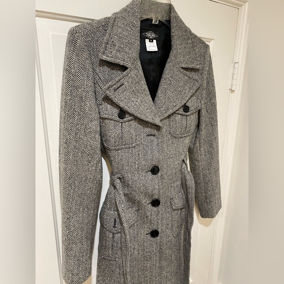Thailan Womens Grey white marked wool peacoat jacket - Picture 5 of 9